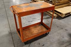 Metal Orange Rolling Shop Cart