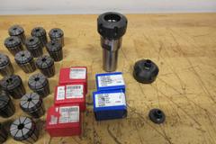 ER32 Collets, New and Used, with Assorted Collet Holder Extensions