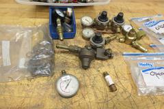 Smith's and Other Assorted Gas Guages, Valves, Orings, Filters and Parts