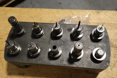 BT30 Tool Holders (10pcs) in Plastic Tool Caddy, Most Are Nikken SKN10B Collet Type Holders