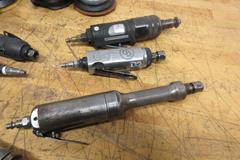 Pneumatic Power Tools, (3) 4.5" Palm Sanders, (4) 90 Deg Die Grinders, (3) Straight Die Grinders, (1) Drill with 3/8" Keyed Chuck